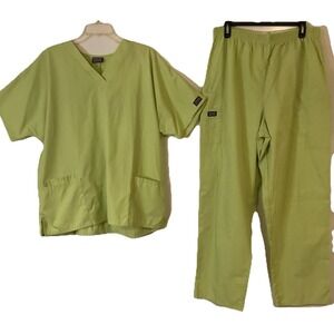Cherokee Workwear Scrub Pants And Top Green SZ XL